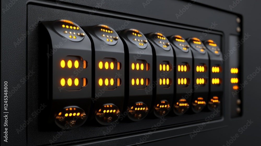 Poster dashboard control panel: a detailed close-up of an intricate dashboard control panel. with precision