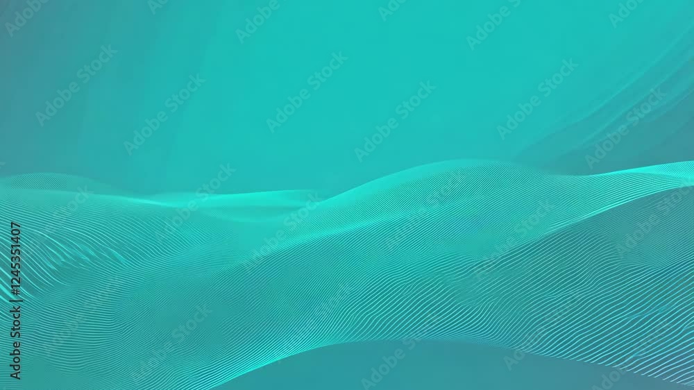 Poster vibrant teal gradient background with dynamic wavy lines for modern branding and innovative digital 