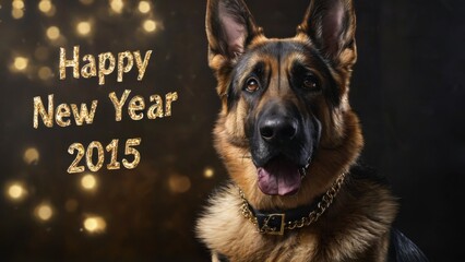 German Shepherd Dog New Year Greeting Card 2025