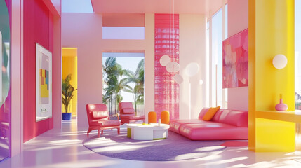 A bright therapy room with orange treatment beds and plants. Bright and Cozy Contemporary Living Room with Scenic Garden Views