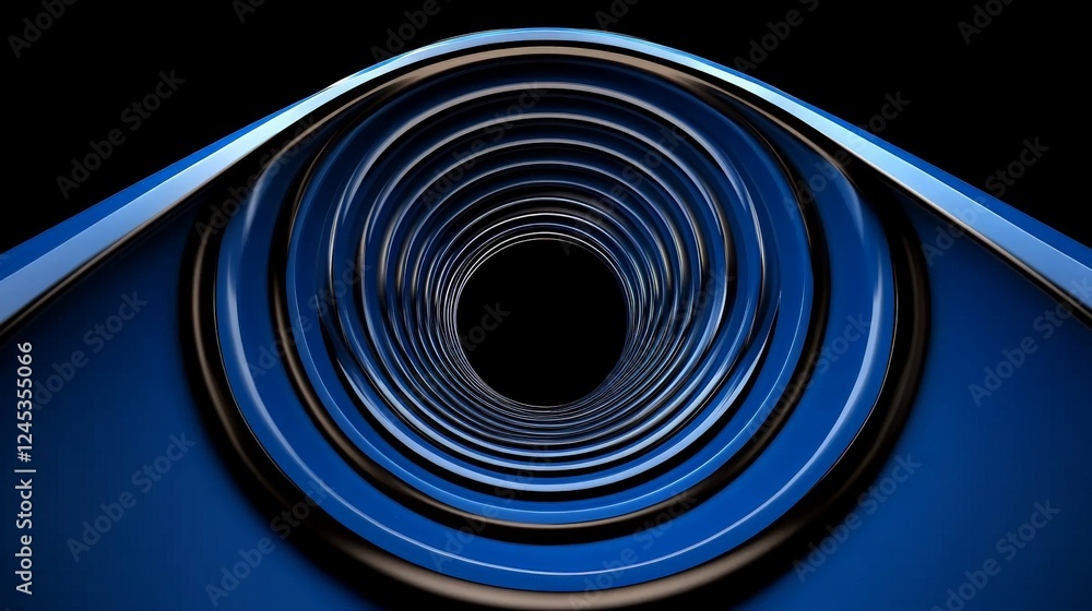 Aufkleber abstract blue tunnel: a mesmerizing, abstract visual of a deep blue tunnel, its repeating concentric