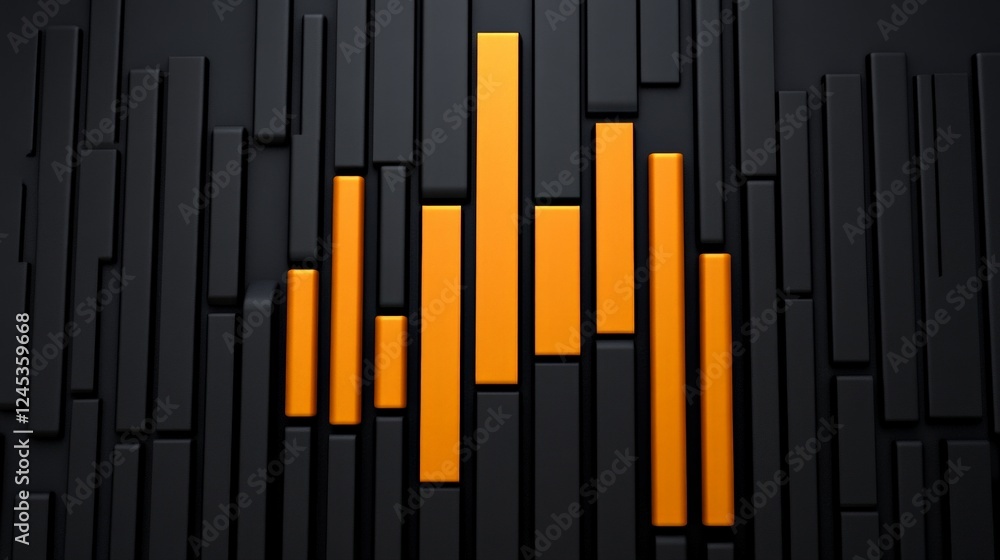 Poster abstract graphic: a sophisticated abstract graphic with vertical orange bars emerging from a dark te