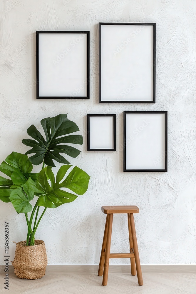 Poster functional home design with blank art frames for versatility.