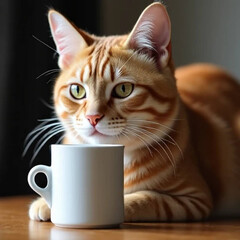 cat and coffee