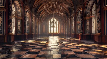 Fantasy medieval Great Hall in the royal palace.