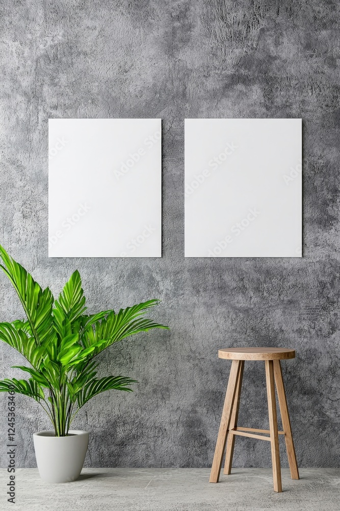 Poster functional home design with blank art frames for versatility.