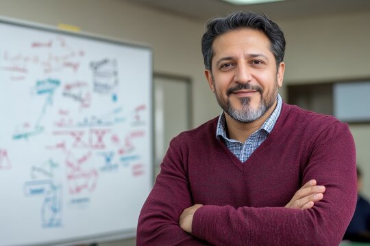 Pakistani Man Teaching Financial Literacy Class in Classroom Setting - Powered by Adobe