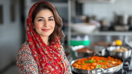 Pakistani Woman Leading Cooking Workshop in Colorful Attire