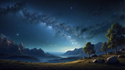 Night sky landscape astronomy.