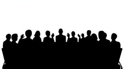 Applause, audience, conference, silhouettes, meeting, event,  celebration,  white, background, illustration