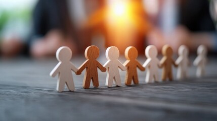 Paper cut out figures of people holding hands representing a strong united community and the power of