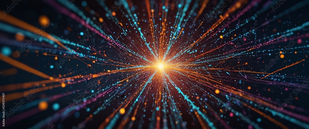Poster digital vortex: a mesmerizing digital vortex of vibrant colors and data streams radiates outward fro