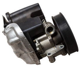 Vane pump or hydraulic power steering pump on a white background engine parts. Spare parts auto catalog.