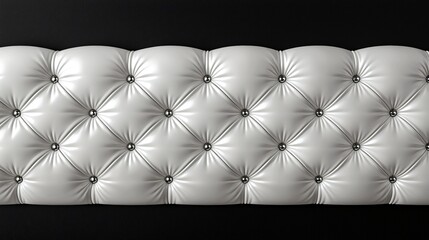 Elegant White Leather Tufted Upholstery Headboard Surface with Button Details and Diamond Pattern.