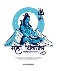 Happy Maha Shivratri Lord Shiva with Har Har Mahadeva Social Media Post template banner