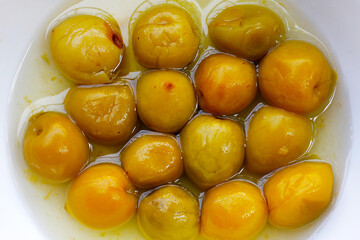 Pickled Chinese plums or Japanese apricots
