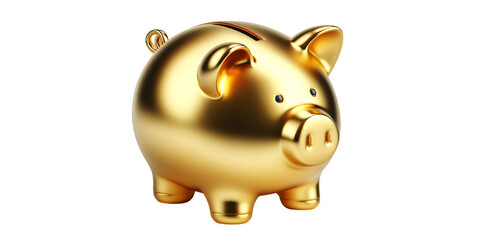 Obraz premium Golden Piggy bank isolated on transparant background.png