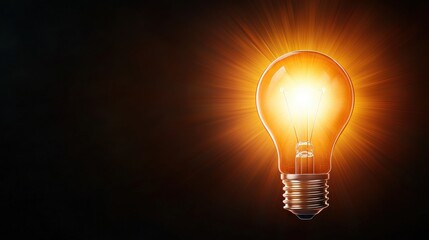 Illuminated light bulb with a glowing filament surrounded by an abstract surreal background representing creativity innovation and the power of ideas