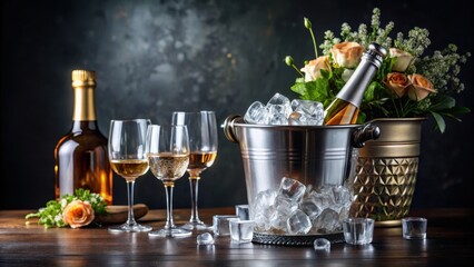 Elegant Ice Bucket with Sparkling Liquor