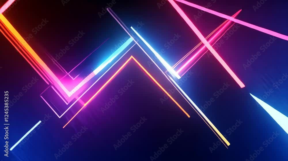 Poster vibrant neon light streaks create dynamic abstract motion in dark background