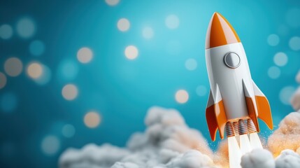 Glowing Rocket Taking Off Symbolizing Technological Innovation Ambition and Humanity s Pursuit of and Progress into the Future