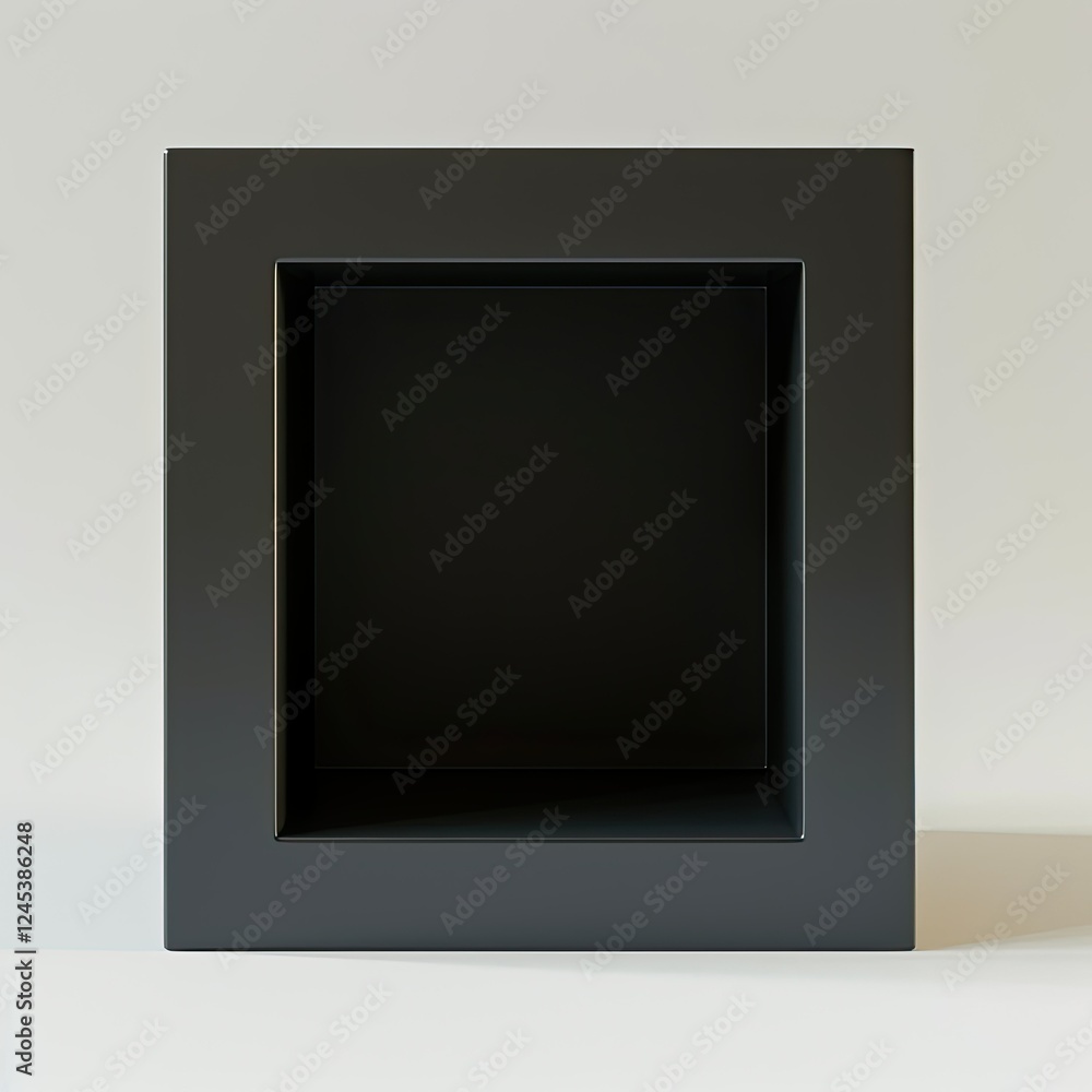 Poster a simple black square frame with a recessed interior, designed for displaying items or art. isolated
