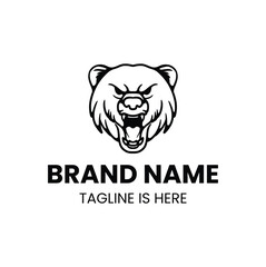 Bear Animal Line Logo Vector