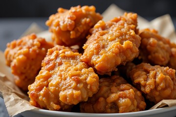 Crispy Fried Chicken Pieces Golden Brown Close Up Food Photography