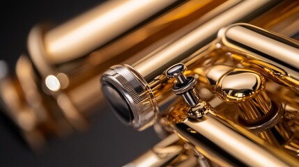 Naklejka premium Close-up of a Golden Trumpet's Intricate Details