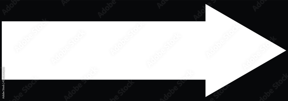 Poster long arrows icon. white horizontal long arrow. straight white arrow cursor, horizontal element, thic