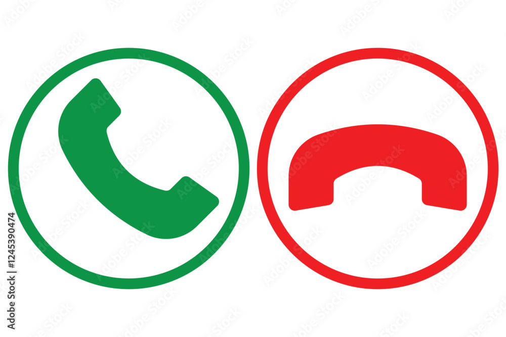 Poster call icon in phone. phone call icon accept and decline, telephone call, contact us. incoming call, e