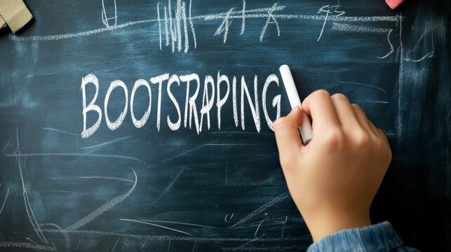 Hand writing bootstrapping on chalkboard surface