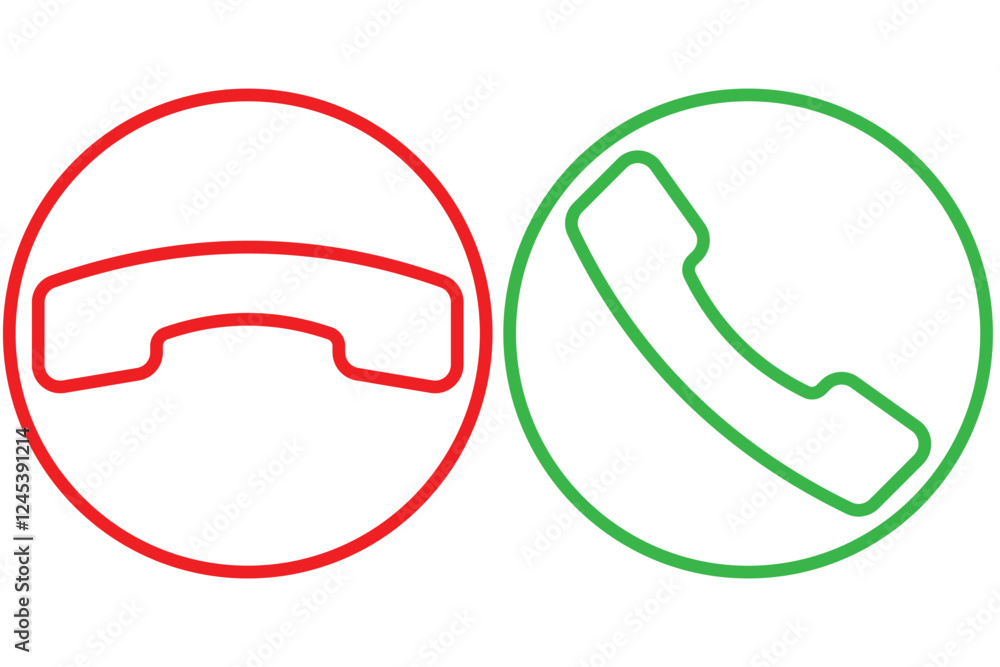 Poster call icon in phone. phone call icon accept and decline, telephone call, contact us. incoming call, e