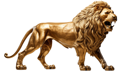 Majestic Golden Lion Statue Powerful Symbol Regal Decor