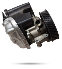Vane pump or hydraulic power steering pump on a white background engine parts. Spare parts auto catalog.
