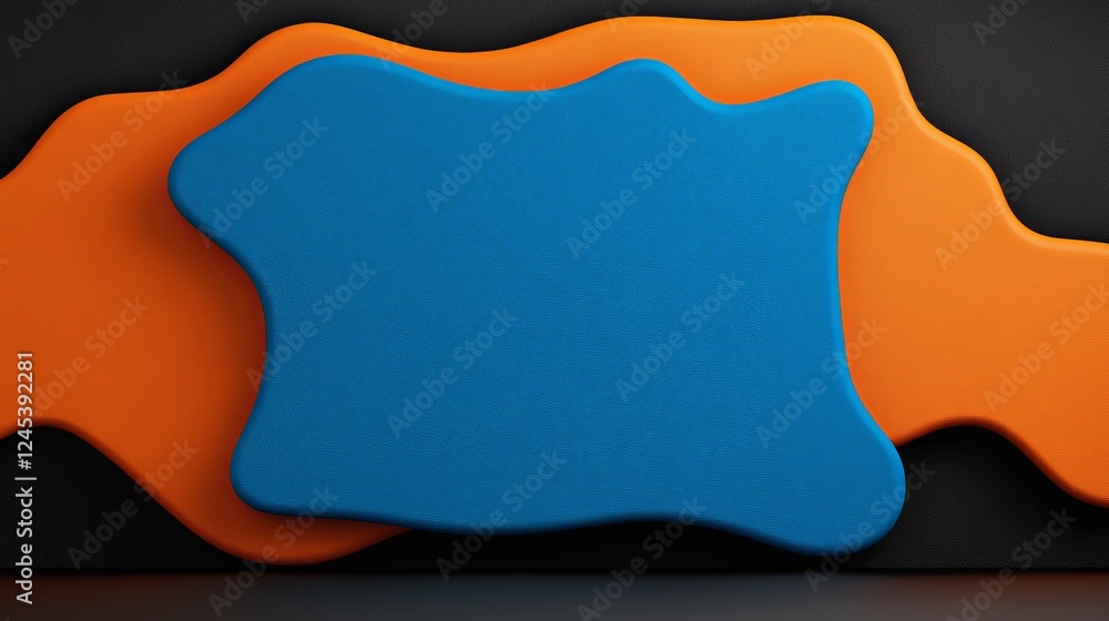 Poster abstract graphic composition: a dynamic composition of layered abstract shapes, with a striking inte