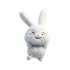 Obraz premium Fluffy 3D Cartoon Bunny Balloon Isolated on Transparent Background