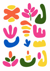 Flowers abstract shape collections with white background in vector style