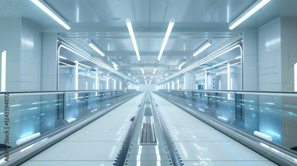 Poster state-of-the-art factory featuring advanced conveyor system in operation