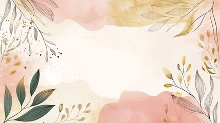 Romantic wedding card mockup with pink roses in pastel colors. Green eucalyptus leaves on white background