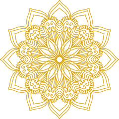 Golden Modern and Minimalist Mandala with Bright Colors. Geometric Circle Design Element for Invitation and Greeting Cards.