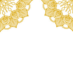 Golden Modern and Minimalist Mandala with Bright Colors. Geometric Circle Design Element for Invitation and Greeting Cards.