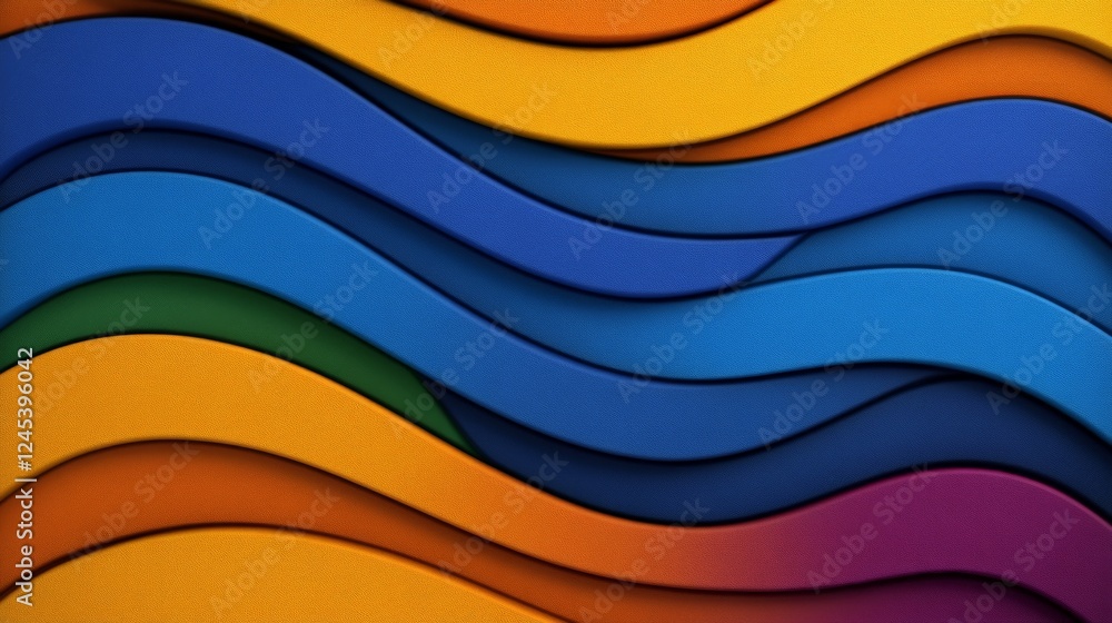 Poster colorful flowing waves abstract: captivating abstract art features layers of flowing, vibrantly colo
