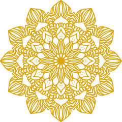 Golden Modern and Minimalist Mandala with Bright Colors. Geometric Circle Design Element for Invitation and Greeting Cards.