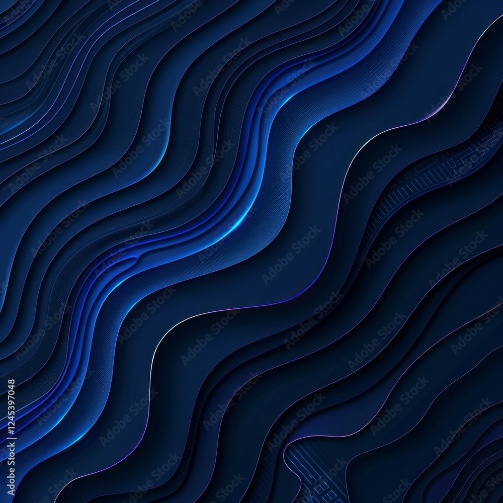 Aufkleber abstract navy blue waves: a mesmerizing abstract image featuring dynamic, layered navy blue waves wi