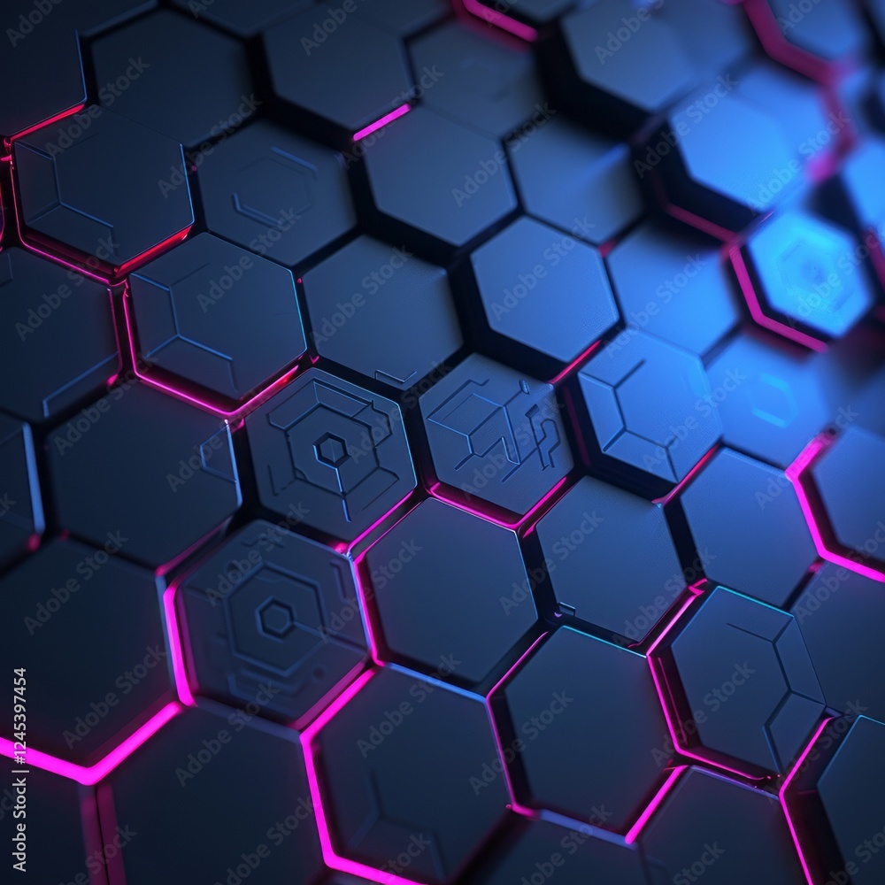 Poster abstract hexagon technology: a mesmerizing abstract background featuring a grid of dark blue hexagon