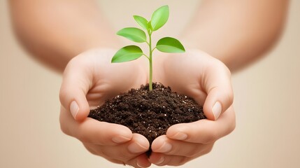hands holding a plant