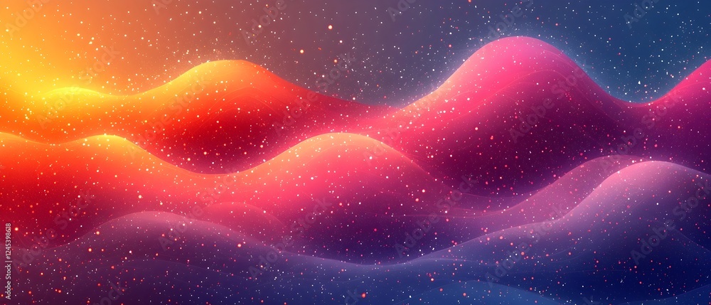 Poster a mesmerizing abstract background with soft undulating waves in vibrant hues of orange, pink, and pu