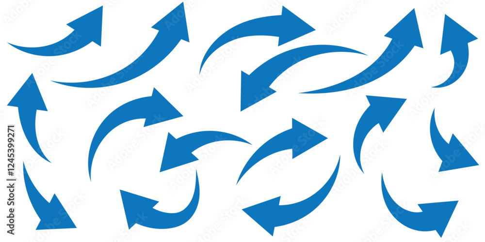 Poster wavy long line arrow set showing left element
