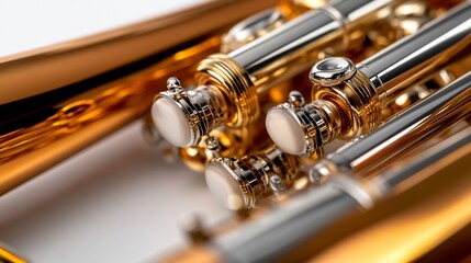 Naklejka premium Close-up of a Golden Euphonium's Valves and Tubing, Exquisite Detail and Craftsmanship